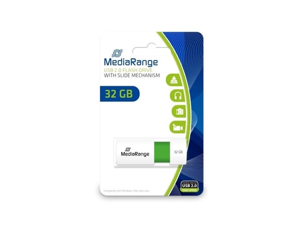 MediaRange - USB-flashstasjon - 32 GB - USB 2.0 - hvit, grønn