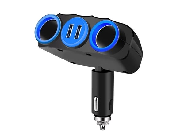 Grenadapter til sigarettenner VAKOSS TP-3268K 2 uttak + 2xUSB svart
