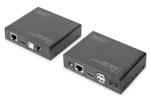 Digitus DS-55505, Lähetin & vastaanotin, Langallinen, 100 m, Cat5e, 4096 x 2160 pikseliä, 36 bittiä
