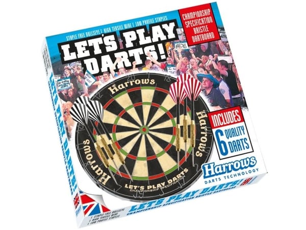 Harrows Darts Lets Play Darts, Dartboard, Sort, Grønn, Rød, Gult, Bust, Voksen, 6 stykker