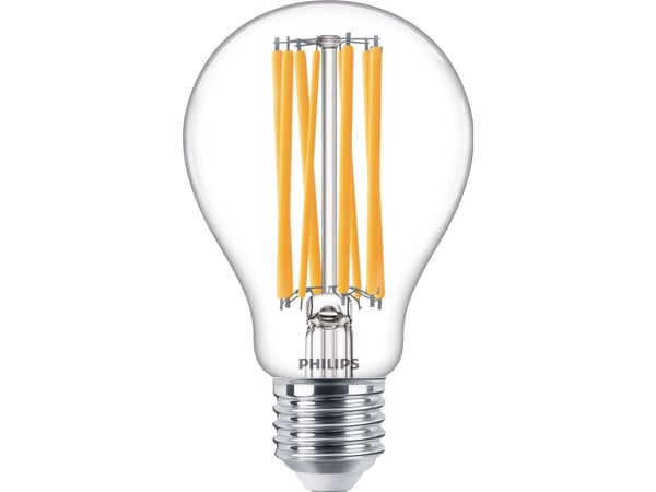 Philips Filamentpære, klar, 150 W, A67, E27, 17 W, 150 W, E27, 2452 lm, 15000 timer, Varm hvit