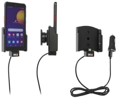 Brodit - Bilholder/oplader for mobiltelefon - med USB-kaapeli og cig-stik-adapter - sort - for Samsung Galaxy Xcover 5