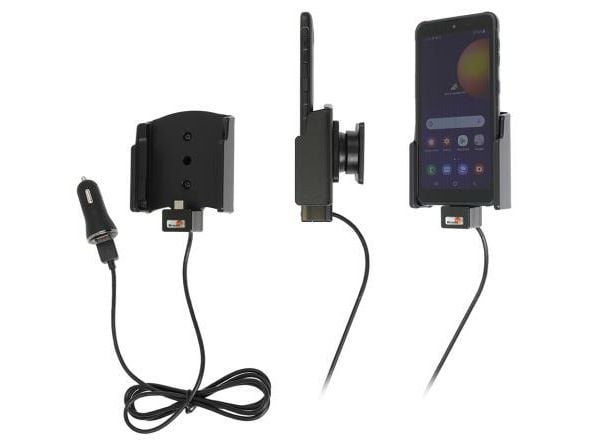 Brodit - Bilholder/oplader for mobiltelefon - med USB-kaapeli og cig-stik-adapter - sort - for Samsung Galaxy Xcover 5