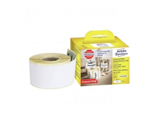 Avery A1933087 59 x 190 mm, rull, hvit (holdbare polyesteretiketter på rull, 100% kompatibel med Dymo LabelWriter)