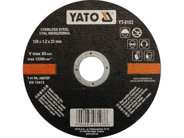 YATO kapskiva för metall/rostfritt 125×1,2×22 6103