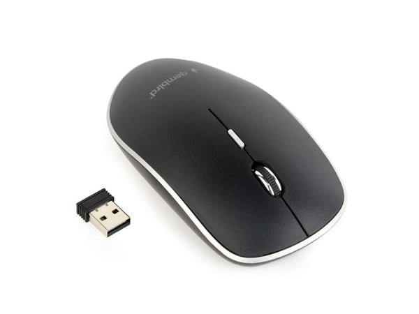 Gembird - Mus - optisk - 4 knapper - trådløs - 2.4 GHz - USB trådløs mottaker - svart