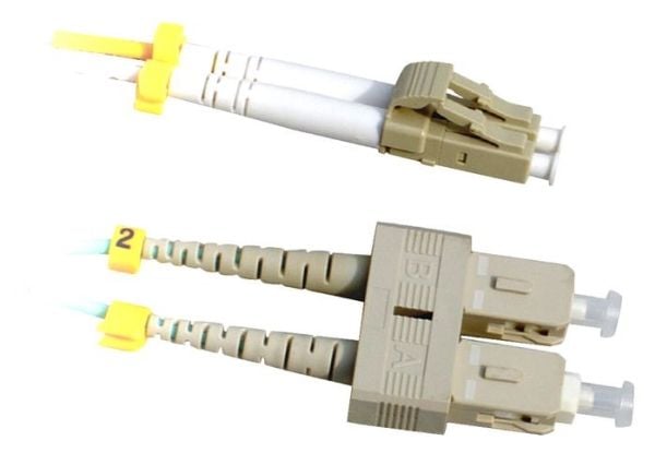 Lanview - Koblingskabel - LC/UPC-multimodus (hann) til SC/UPC-multimodus (hann) - 2 m - 2 mm - fiberoptisk - dupleks - 50 / 125 mikroner - OM3 - ha...