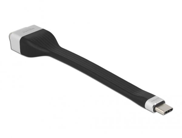 Delock - Video adapter - USB-C (hann) til HD-15 (VGA) (hann) - Thunderbolt 3 - 13 cm - svart, sølv