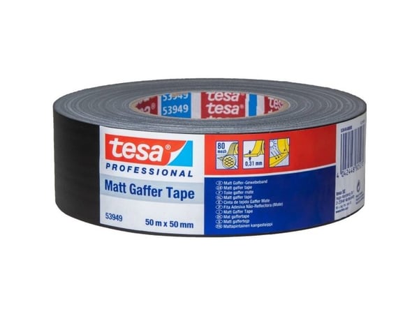 TESA 53949, Svart, Förslutning, Färgkodning, Fastsättning, Kautschuk, Metall, PVC, Trä, Slät, 2 N/cm