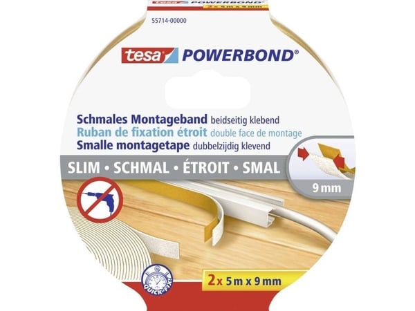 TESA 55714-00000, Monterings tape, Flerfarget, 5 m, Innendørs, Plast, Tre, 9 mm