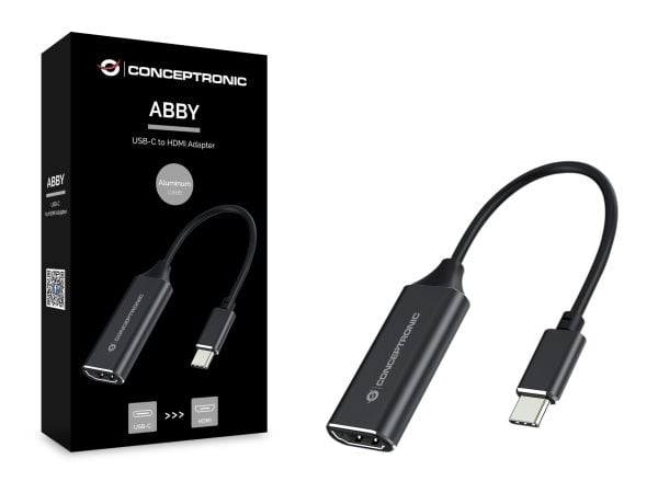 Conceptronic ABBY03B, HDMI Type A (Standard), USB Type-C, Hunkjønn, Hankjønn, Rett, Rett