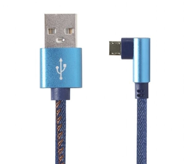 Cablexpert Premium jeans (denim) - USB-kabel - Micro-USB type B (hann) vinklet til USB (hann) rett - USB 2.0 - 2.1 A - 1 m - blå