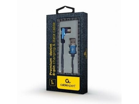 Cablexpert Premium jeans (denim) - USB-kabel - Micro-USB type B (hann) vinklet til USB (hann) rett - USB 2.0 - 2.1 A - 1 m - blå