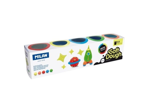 Milan 913505N, Modelleringsleire, Flerfarget, Barn, 5 stykker, Plastbøtte, 5 farger