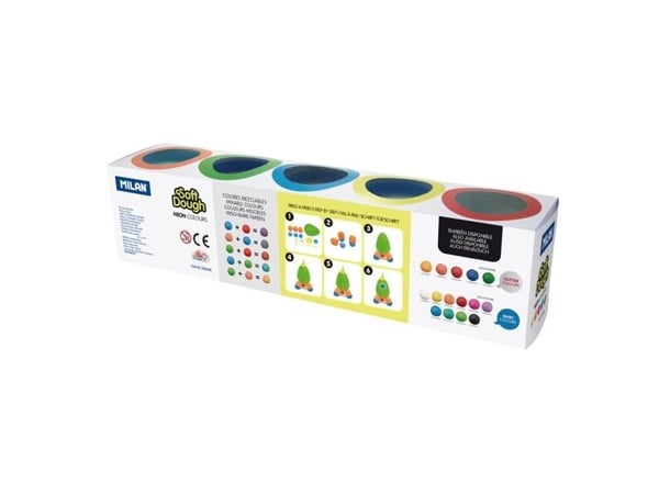 Milan 913505N, Modelleringsleire, Flerfarget, Barn, 5 stykker, Plastbøtte, 5 farger