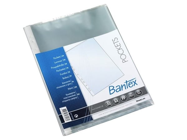 Lommer Bantex med åbning i top 0,04 mm transparent PP - (50 stk.)