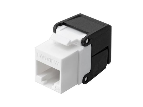 Lanview - Modulaarinen insertti - Cat 5e, ei-näytettävä, käännettävä - CAT 5e - UTP - RJ-45 - musta, valkoinen