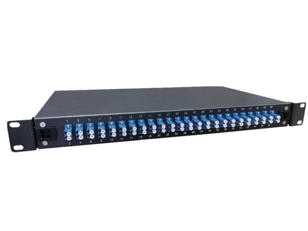 Lanview - Patch-panel - rackmontering - LC Duplex SM X 24 - svart - 1U - 19"
