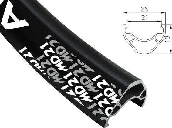 Alexrims ALEXRIMS MD21 mtb-felg 26"x36hull Tubeless Ready H. skivelokk svart