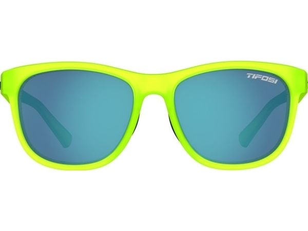 TIFOSI Swank Satin Electric Green Glasses (1 Smoke Bright Blue glass 11,2 % lystransmisjon)