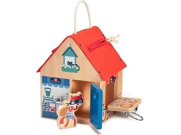 Lilliputiens "Lilliputians Fox Burglar" tre aktivitets-/lekehust med gjerder