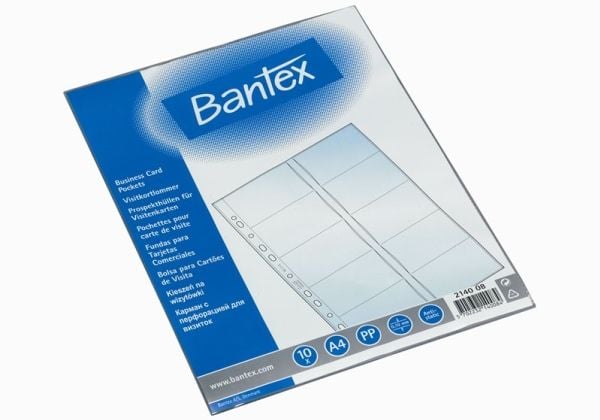 Bantex 100080937, 1 lommer, Gjennomsiktig, Polypropylen (PP), 10 ark, 20 kort