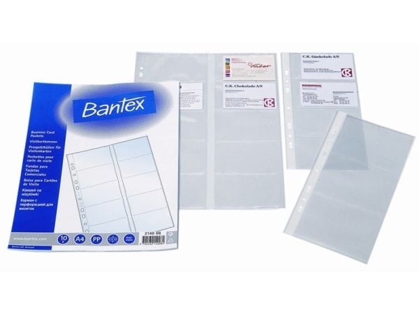Bantex 100080937, 1 lommer, Gjennomsiktig, Polypropylen (PP), 10 ark, 20 kort