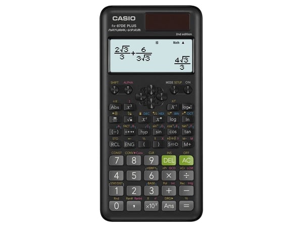 Casio FX-87DE Plus 2nd edition, Tasku, Funktiolaskin, 12 lukua, 10 linjat, Akku/Aurinko, Musta