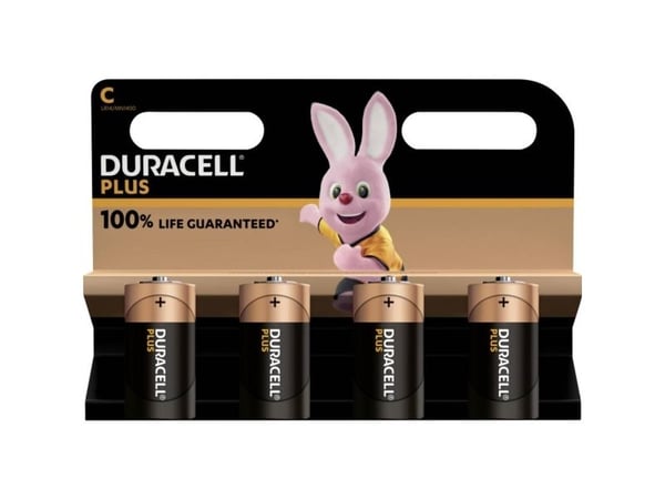 Duracell MN1400B4, Engangsbatteri, C, Alkalinsk, 1,5 V, 4 stykker, Svart, Oransje