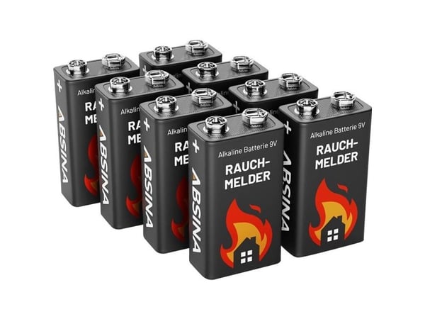 Absina 401005-8 9 V blokkbatteri alkali-mangan 9 V, 8 stk