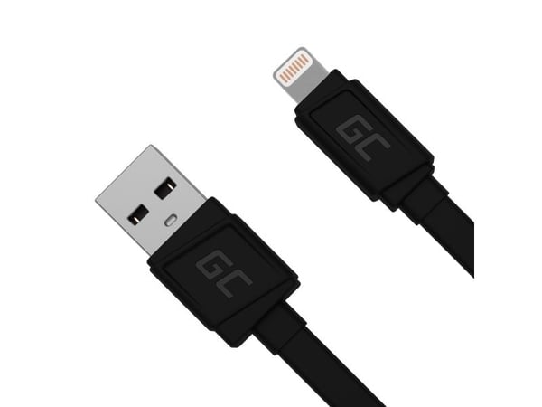 Green Cell GCmatte - Lightning-kabel - USB hann til Lightning hann - 25 cm - svart - flat