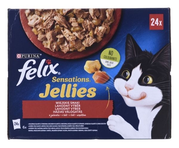 Nestlé SENSATIONS goda smaker i gelé (nöt, kyckling, anka, lamm) 24x85 g