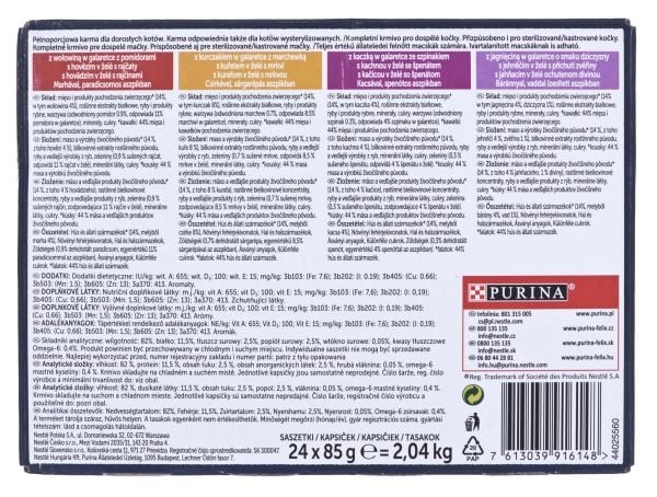 Nestlé SENSATIONS goda smaker i gelé (nöt, kyckling, anka, lamm) 24x85 g