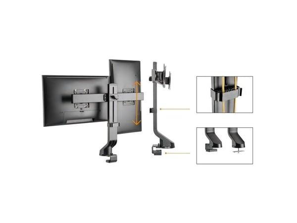 Maclean MC-854 - Monteringssats - för 2 LCD-bildskärmar - metall - svart - skärmstorlek: 17"-27" - disk-monteringsbar