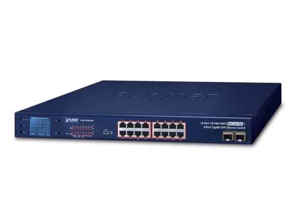 PLANET GSW-1820VHP - Switch - 16 x 10/100/1000 + 2 x Gigabit SFP - rackmonterbar - PoE+ (300 W)