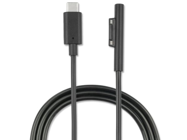 4smarts 468683, Synkroniserings-/ladekabel, Microsoft, Surface Pro 6 Pro 5 Pro 4 Pro 3, Surface Book, Surface Go, Surface Laptop, Svart, 1 m, 20 g