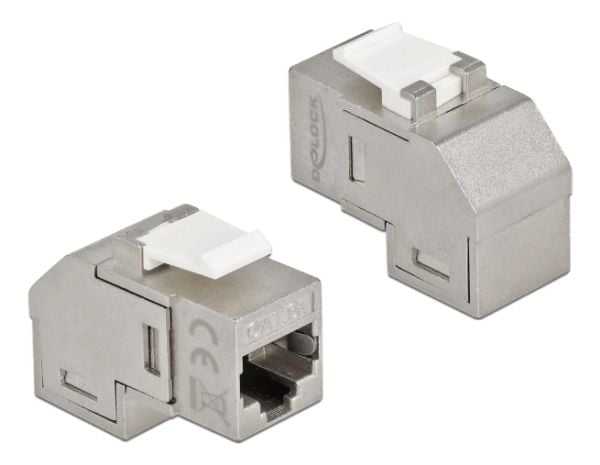 Delock - Modulinnlegg (kopling) - CAT 6a - STP - RJ-45 - hvit, sølv