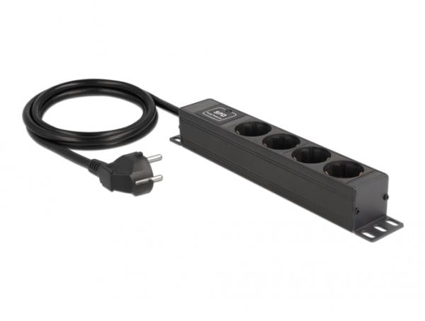 DeLOCK 66818, 4 AC-pistorasia(a), Tyyppi F, 220 - 250 V, 3500 W, Type F (Schuko), Musta