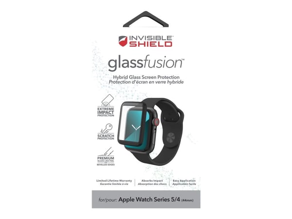 ZAGG InvisibleShield GlassFusion - Skjermbeskyttelse for smart armbåndsur - glass - rammefarge svart - for Apple Watch Hermès Series 9, SE 3, Serie...