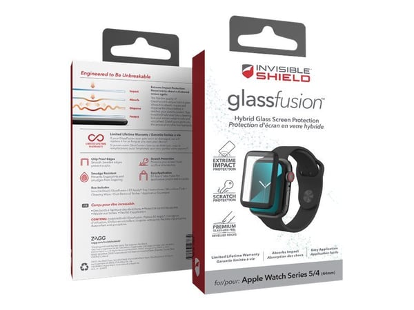 ZAGG InvisibleShield GlassFusion - Skjermbeskyttelse for smart armbåndsur - glass - rammefarge svart - for Apple Watch Hermès Series 9, SE 3, Serie...