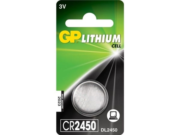 GP Batteries Lithium Cell CR2450, Single-use battery, CR2450, Lithium, Knap/mønt, 3 V, 1 stk