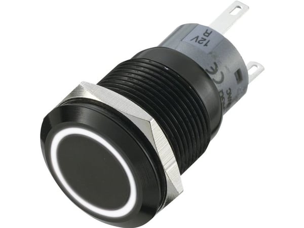 TRU COMPONENTS 702197 LAS1-AGQ-11E/W Ilkivallankestävä painonappi 250 V/AC 5 A 1 x Pois päältä/(Päälle) Painonappi valkoinen (Ø x L) 22 mm x 37 mm ...