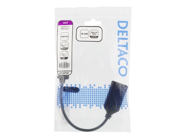 DELTACO DP-HDMI32 - Adapterkabel - DisplayPort han til HDMI hun - 10 cm - sort - aktiv, 4K support