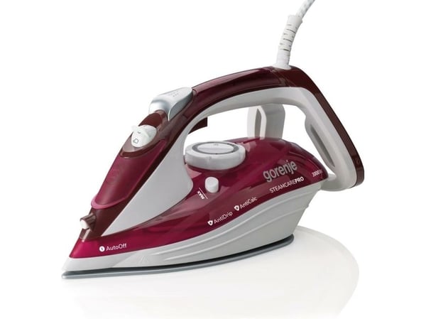 Gorenje SIH3000RBC, Dampstrykejern, Keramisk strykesåle, 2,5 m, 105 g/min, Rød, 40 g/min
