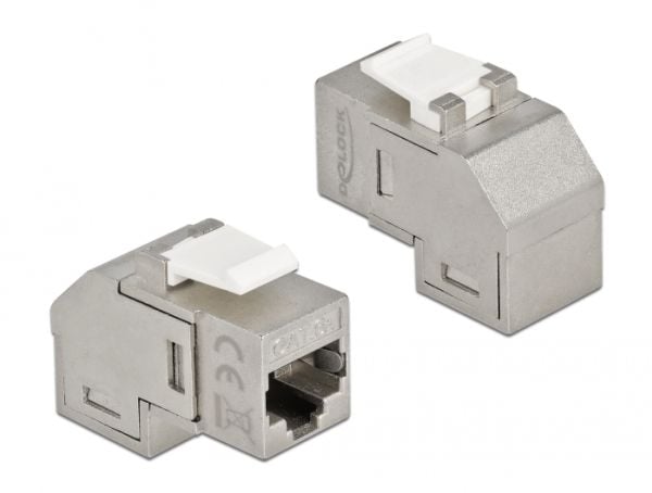Delock - Modulinnlegg (kopling) - CAT 6a - STP - RJ-45 - hvit, sølv