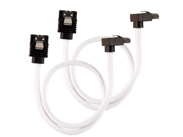 CORSAIR - SATA-kabel - Serial ATA 150/300/600 - SATA (hane) rak, låst till SATA (hane) högervinklad - 30 cm - vit (paket om 2)