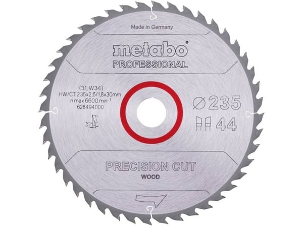 Metabo 628494000, Sponplate, Løvtre, MDF, Kryssfiner, 23,5 cm, 3 cm, 1,8 mm, 6600 RPM, 2,6 mm