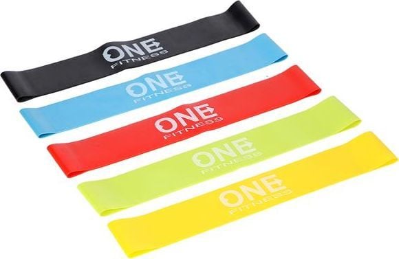 One Fitness Mini Band PBF-SET05 ulike motstandsnivåer i sett flerfarget 5 stk.