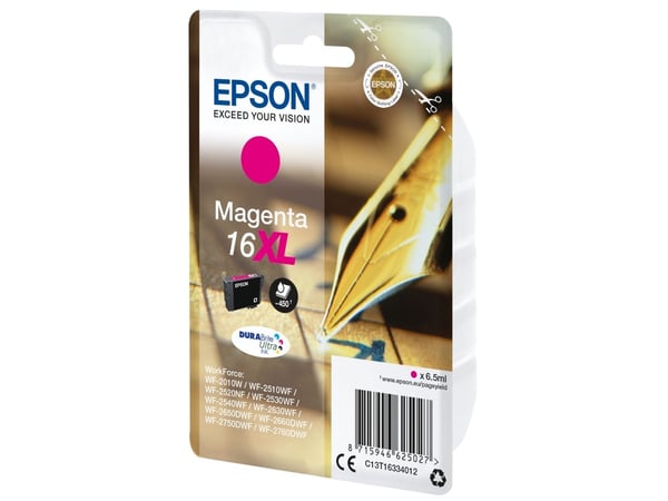 Epson 16XL - 6,5 ml - XL - magenta - alkuperäinen - läpipainopakkaus - värikasetti - WorkForce WF-2010, 2510, 2520, 2530, 2540, 2630, 2650, 2660, 2...