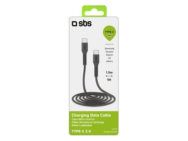 SBS TECABLETCC20K, 1,5 m, USB C, USB C, USB 2.0, Lajittelu